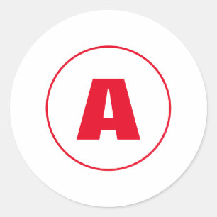 Sticker Rond Moderne Monogramme Élégant Lettre Initiale Rouge B