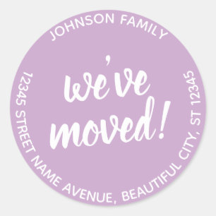 Sticker Rond Moderne Nous avons déplacé Lavender Nouveau Étique