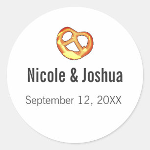 Sticker Rond Moderne personnalisé Pretzel Mariage Faveur