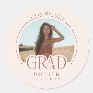 Sticker Rond Moderne Personnalisée Grad Photo Party Graduation