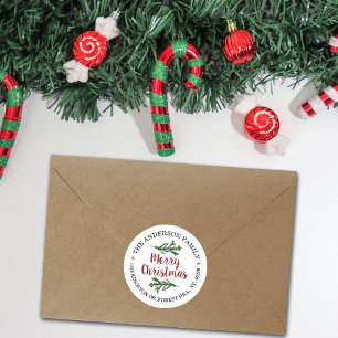 Sticker Rond Moderne Pine Tree Branches Holiday Adresse de reto