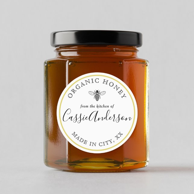 Sticker Rond Moderne Rustique fait maison miel Personnalisé (Créateur téléchargé)