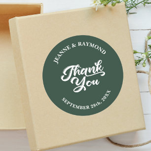 Sticker Rond Moderne Sage Vert Coutume Mariage Merci Faveur