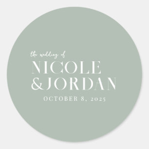 Sticker Rond Moderne Simple Chic Sage Mariage Vert