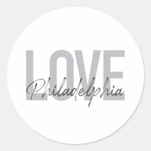 Sticker Rond Moderne, simple, cool, design Amour Philadelphie