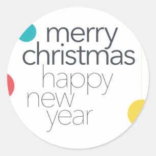 Sticker Rond Moderne, simple, dynamique, amusant "Joyeux Noël"