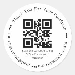 Sticker Rond moderne simple merci business qr code