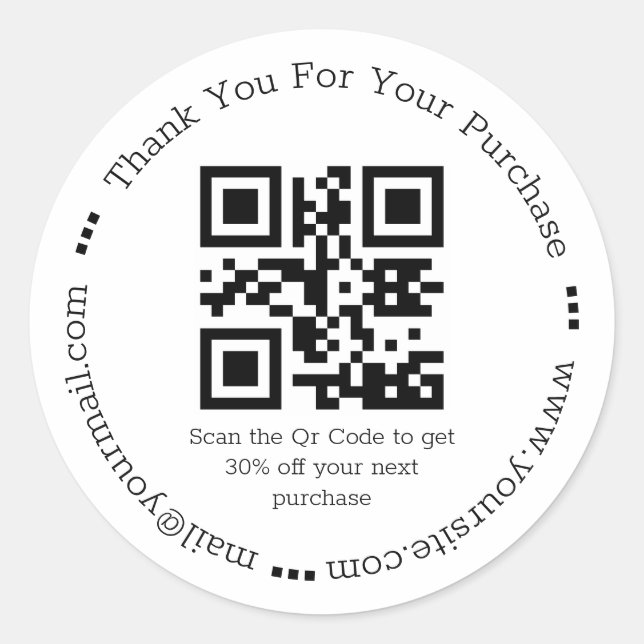 Sticker Rond moderne simple merci business qr code (Devant)