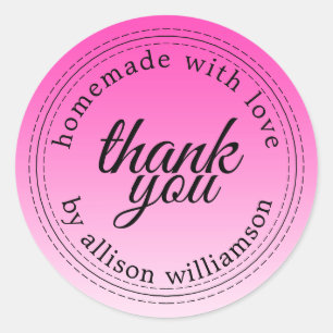 Sticker Rond Moderne simple ombre rose néon merci