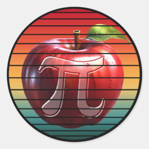 Sticker Rond Moderne Vintage Tendance Pi Day Pomme Fruit