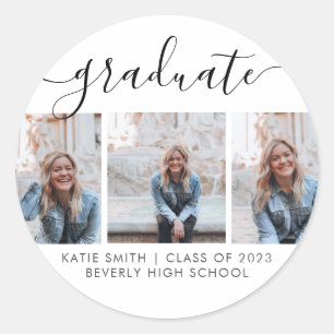 Sticker Rond Modernité Script Calligraphie Graduation 3 Photo