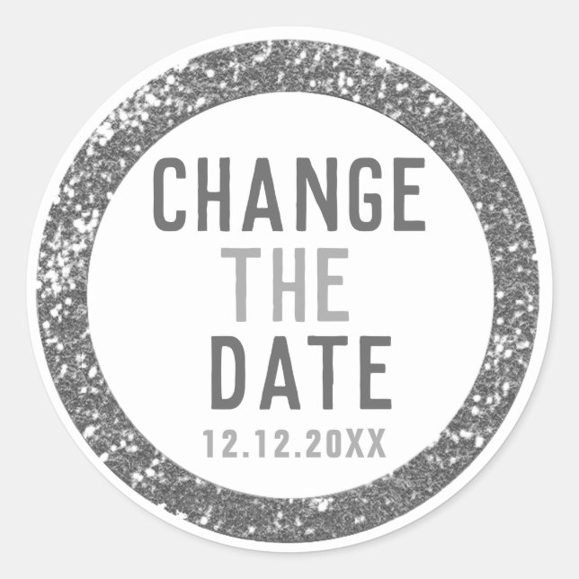 Sticker Rond Modifier La Parties scintillant Date Argent (Devant)