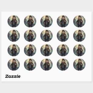 Sticker Rond "Mohawk Capybara : Rockin' the River !"