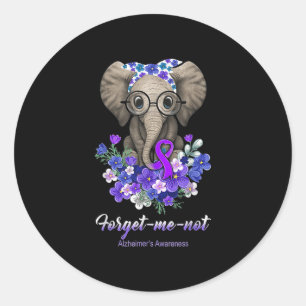 Sticker Rond Moi pas les fleurs d'éléphants Alzheimer Cerveau A