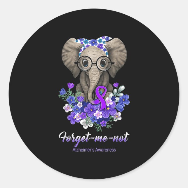 Sticker Rond Moi pas les fleurs d'éléphants Alzheimer Cerveau A (Devant)