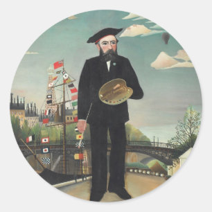 Sticker Rond Moi Portrait Paysage 1890, Henri Rousseau