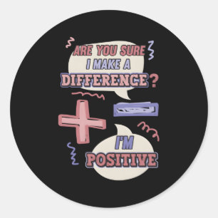 Sticker Rond Moins Et Plus Signe Math Pun