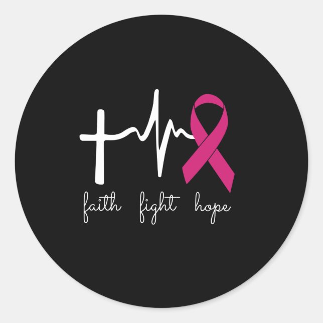 Sticker Rond Mois conscient du cancer du sein - Drôle Cardiaque (Devant)