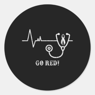 Sticker Rond Mois de la santé cardiaque Costume rouge battement