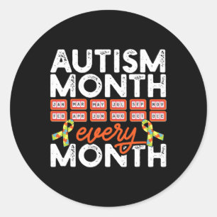 Sticker Rond Mois de l'autisme Tous les mois Sensibilisation au