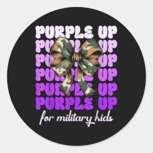 Sticker Rond Mois De L'Enfant Militaire Purple Pour Mil