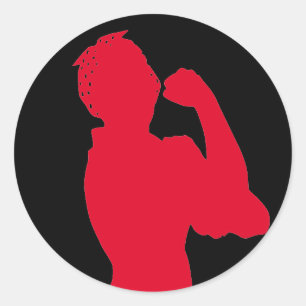 Sticker Rond Mois de l'histoire des femmes Rosie Riveter Rouge/