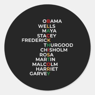 Sticker Rond Mois de l'histoire des Noirs Leaders afro-américai