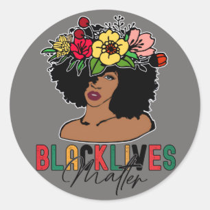 Sticker Rond Mois de l'histoire noire Afro femme