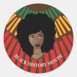 Sticker Rond Mois de l'histoire noire, rayons du soleil, femme