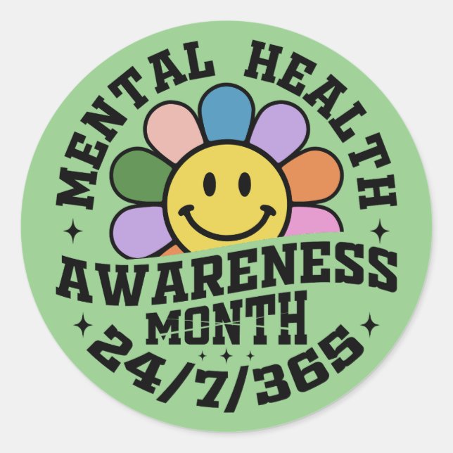 Sticker Rond Mois de sensibilisation à la santé mentale (Devant)