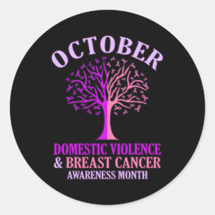 Sticker Rond Mois de sensibilisation à la violence familiale Oc