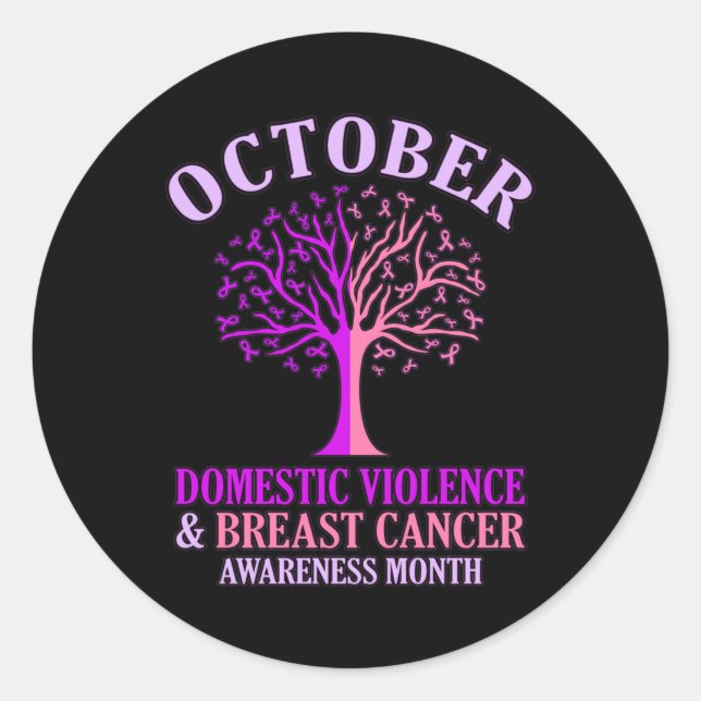 Sticker Rond Mois de sensibilisation à la violence familiale Oc (Devant)
