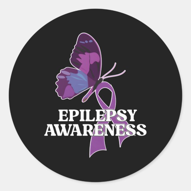 Sticker Rond Mois de sensibilisation à l'épilepsie Papillon Epi (Devant)