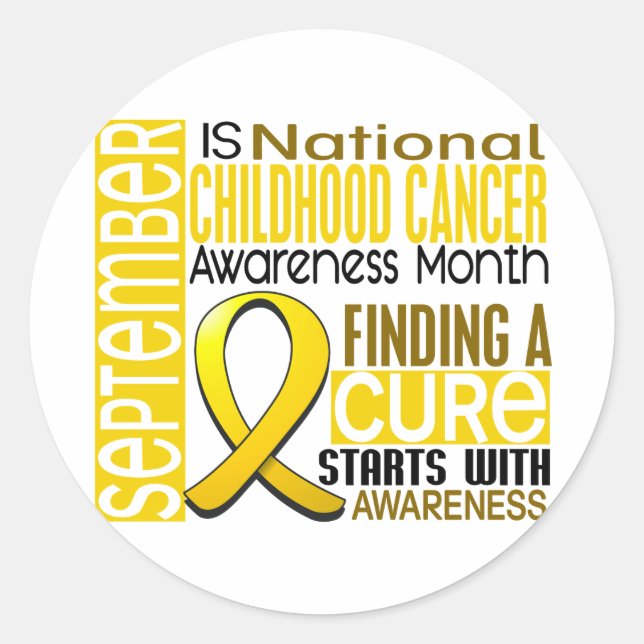 Sticker Rond Mois de sensibilisation au cancer chez l'enfant Ru (Devant)