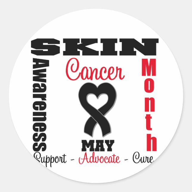 Sticker Rond Mois de sensibilisation au cancer de la peau Ruban (Devant)