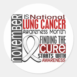 Sticker Rond Mois de sensibilisation au cancer du poumon Ruban