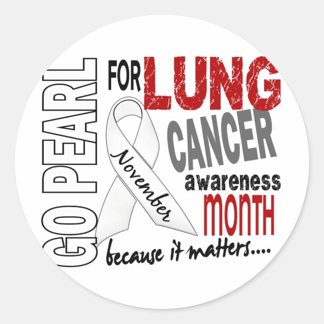 Sticker Rond Mois de sensibilisation au cancer du poumon Ruban  (Devant)