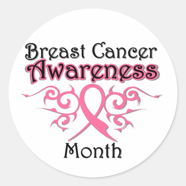 Sticker Rond Mois de sensibilisation au cancer du sein Ruban tr (Devant)