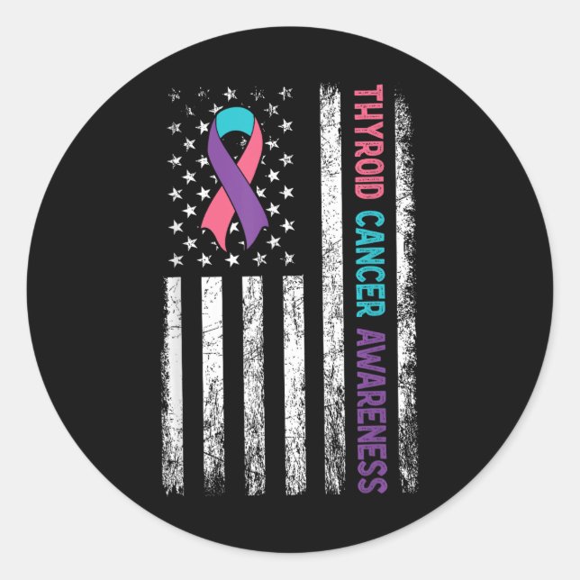 Sticker Rond Mois de sensibilisation au cancer du thyroïde Mois (Devant)