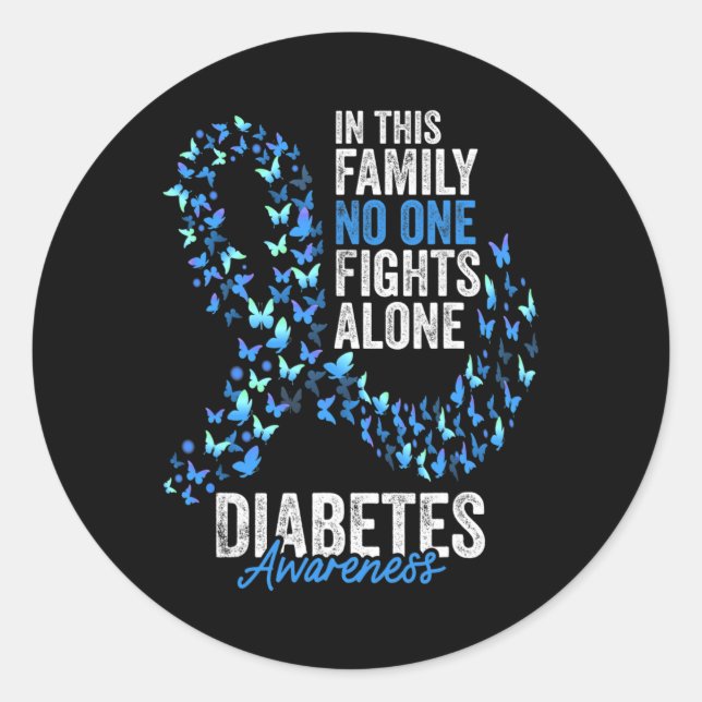 Sticker Rond Mois de sensibilisation au diabète Papillons Bleu  (Devant)