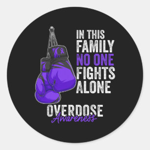 Sticker Rond Mois de sensibilisation Gants de boxe violet ruban