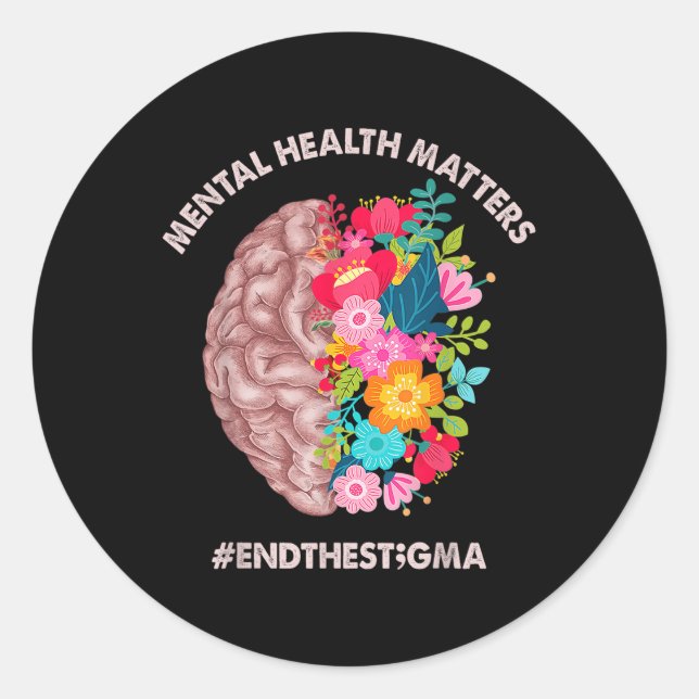 Sticker Rond Mois De Sensibilisation S Santé Mentale Chemise Fi (Devant)