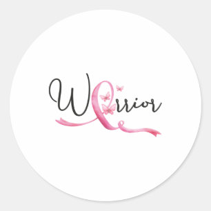 Sticker Rond Mois du cancer du sein guerrier Papillons rose Rib