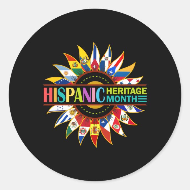 Sticker Rond Mois du patrimoine hispanique Pays latinos Drapeau (Devant)