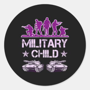 Sticker Rond Mois Militaire Pour Enfants Purple Up Camo Milit