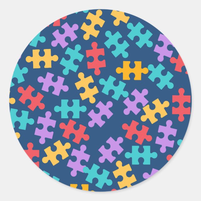 Sticker Rond Mois sensibilisation sur l'autisme Support Puzzle  (Devant)