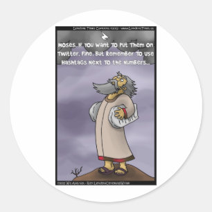 Sticker Rond Moïse et les 10 hashtags Twitter Cadeaux et T-shir