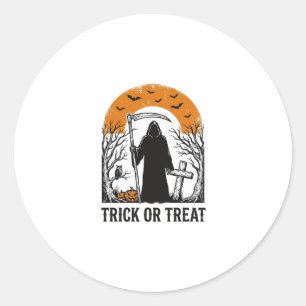 Sticker Rond Moissonneur Halloween Trick Or Treat Vintage Épouv