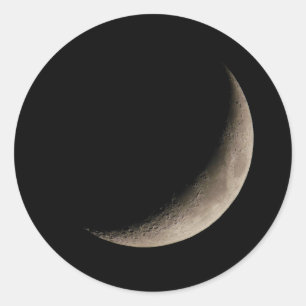 Sticker Rond Moitié lune au ciel noir