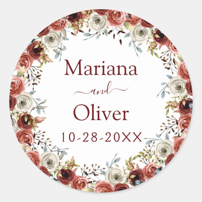 Sticker Rond Moix d'automne Aquarelle Mariage (Devant)